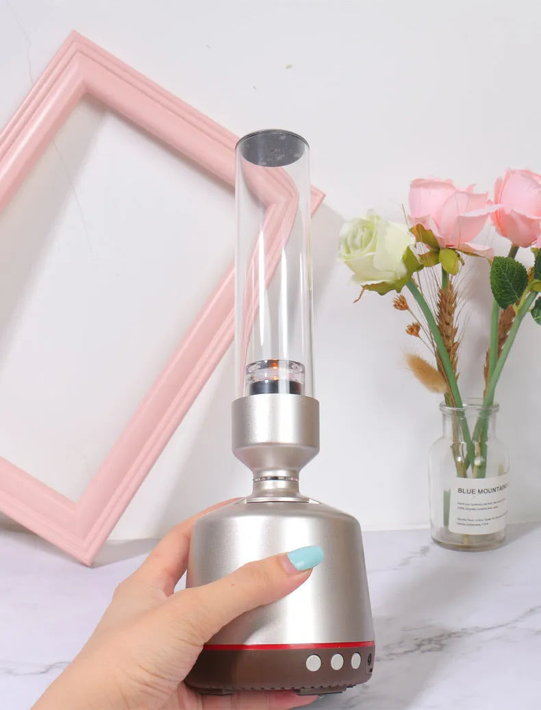 White silver Bluetooth speaker candlelight atmosphere lamp with modern simple design