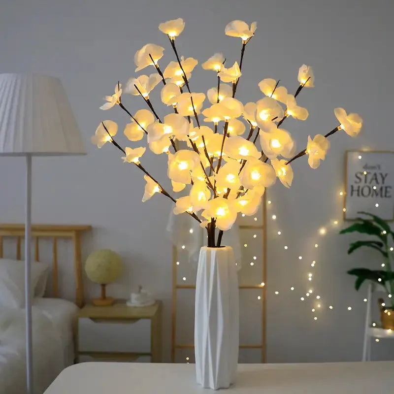 LED phalaenopsis branch decorative light with warm white illumination and battery power