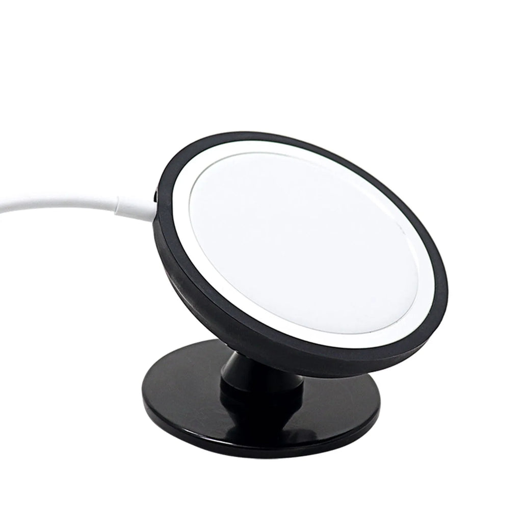 Black plastic magnetic car phone holder with snap-in design for dashboard or air vent mounting