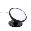Black plastic magnetic car phone holder with snap-in design for dashboard or air vent mounting