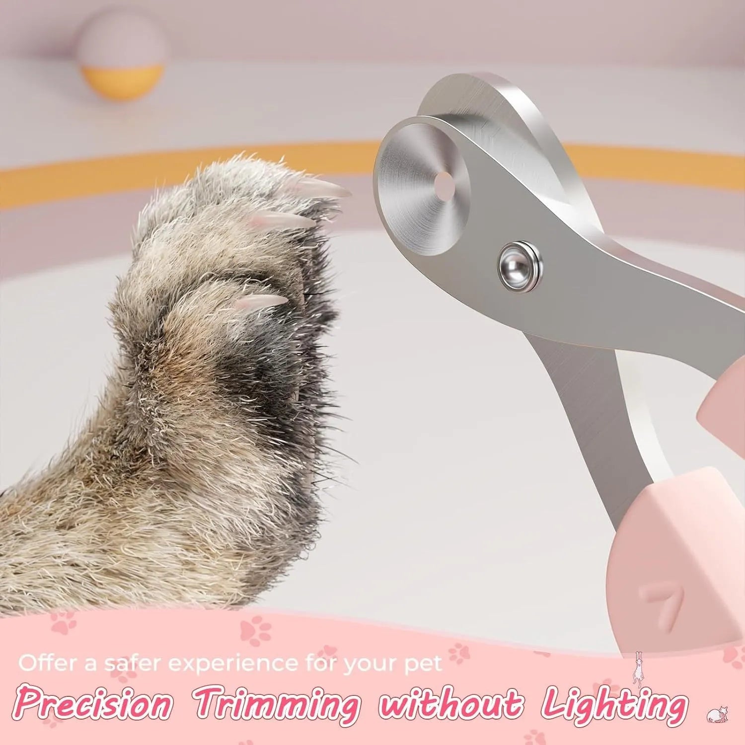 Cat nail clipper with positioning safety hole and non-slip handle in blue colour option