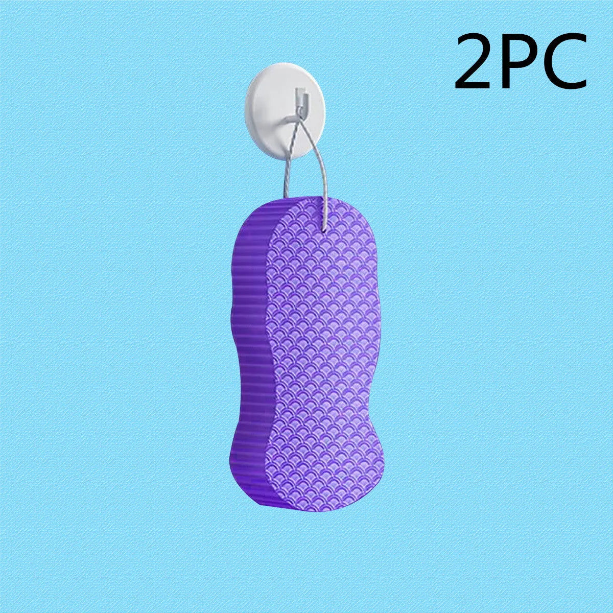 3D fish scale pattern bath sponge in white, grey, pink or light blue colours for gentle body exfoliation
