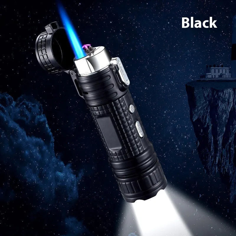 TH727 multi-function metal flashlight lighter in camouflage colour.