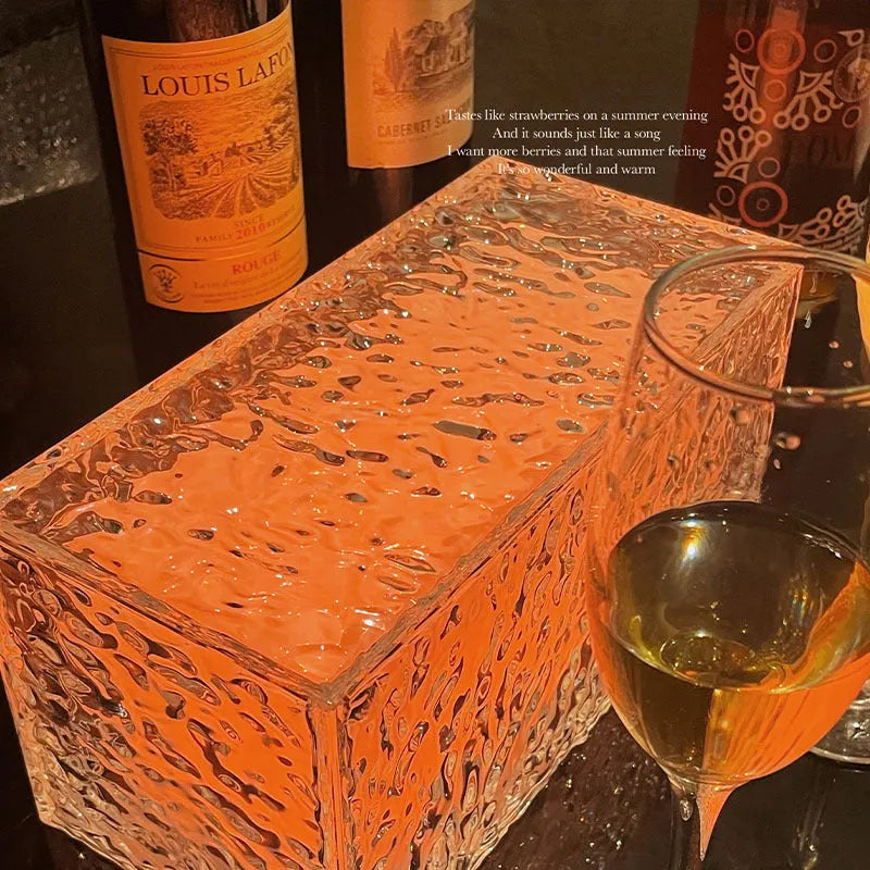 Geometric ice cube shaped acrylic night lamp with touch controls and colour changing lights