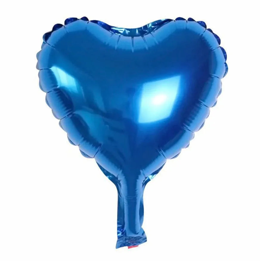 Five peach heart shaped aluminum balloons in metallic colours for party decorations