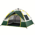 Dark green silver glue camping tent for 3-4 people with automatic quick-open setup