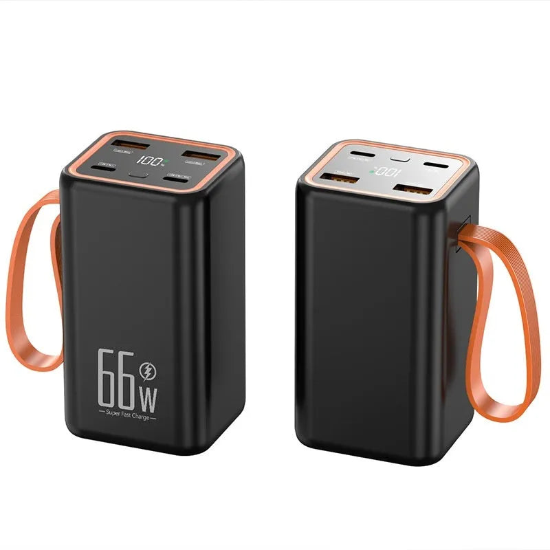 Black and white PD66W fast charge 20000 MA portable power bank showing creative design