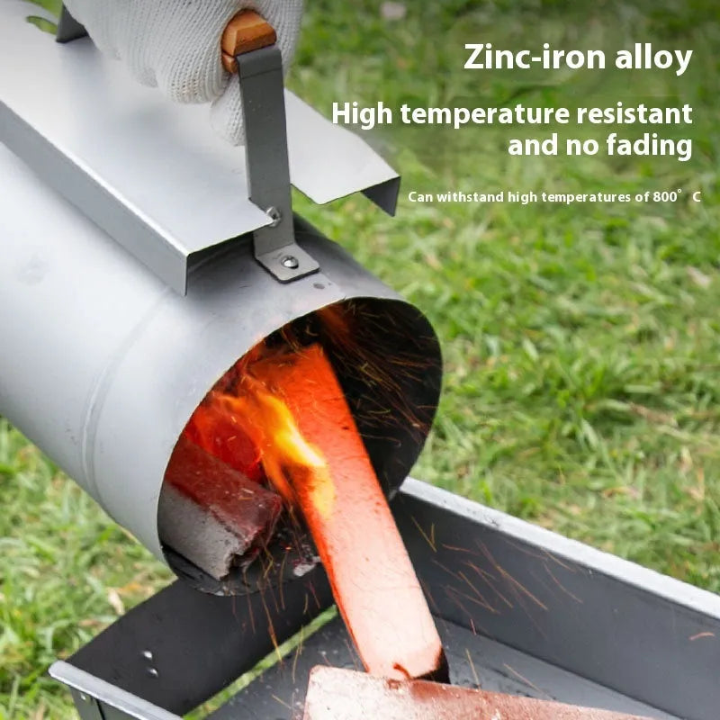 Zinc-iron alloy outdoor charcoal fire bucket igniter for barbecues