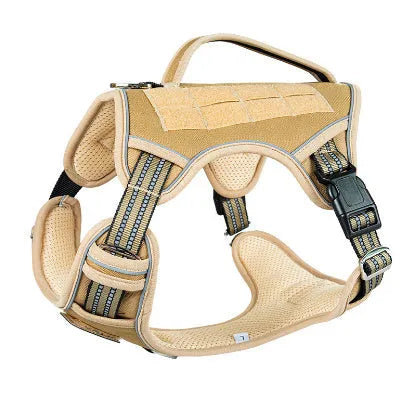 Oxford cloth tactical chest strap for a working dog in olive green colour.