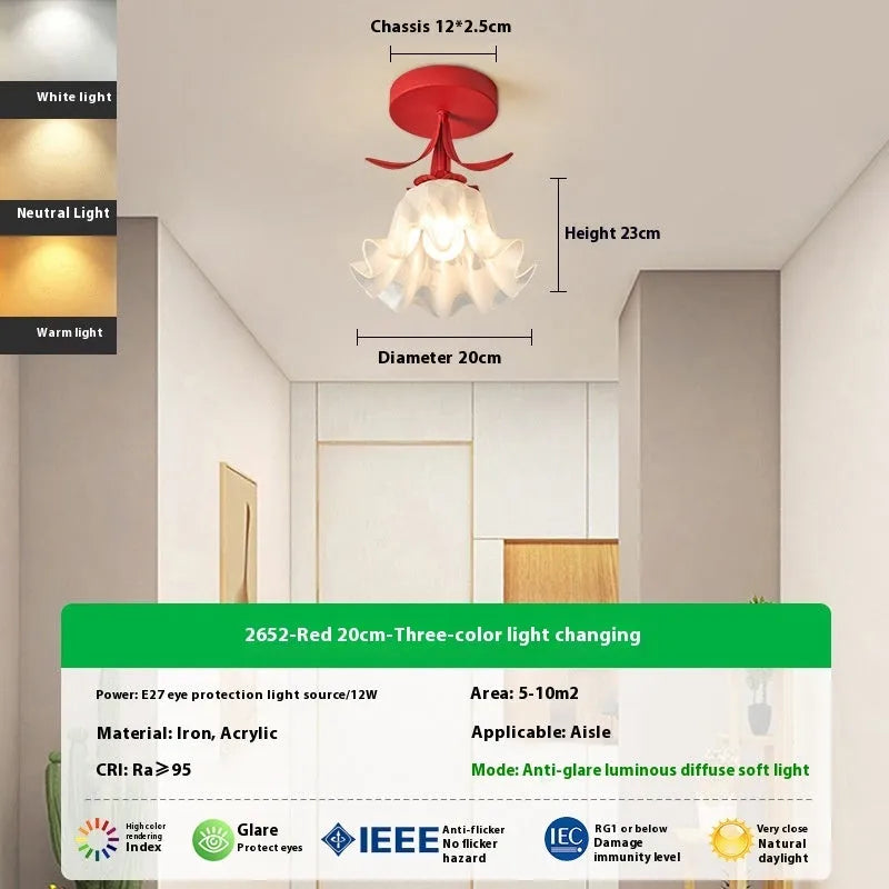Cream coloured LED corridor light with Linglan flower design and modern simplistic style
