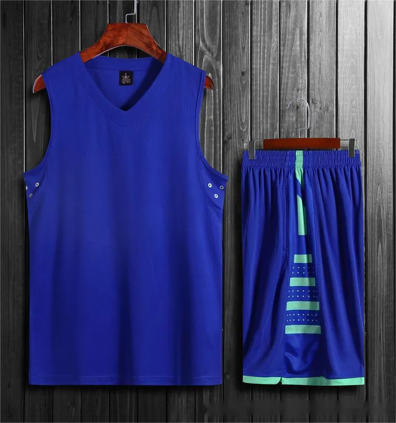 Student campus competition breathable sports vest and shorts set in black and white chemical fiber blend for basketball and running training sizes 2XS to 6XL
