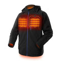 Men's black waterproof windproof thermal winter coat with long sleeves and zipper pockets