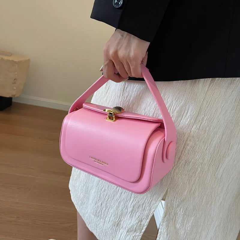 Women's personalised shoulder messenger bag with letter embroidery in PU leather