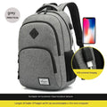 USB charging backpack in nylon fabric with trolley attachment strap