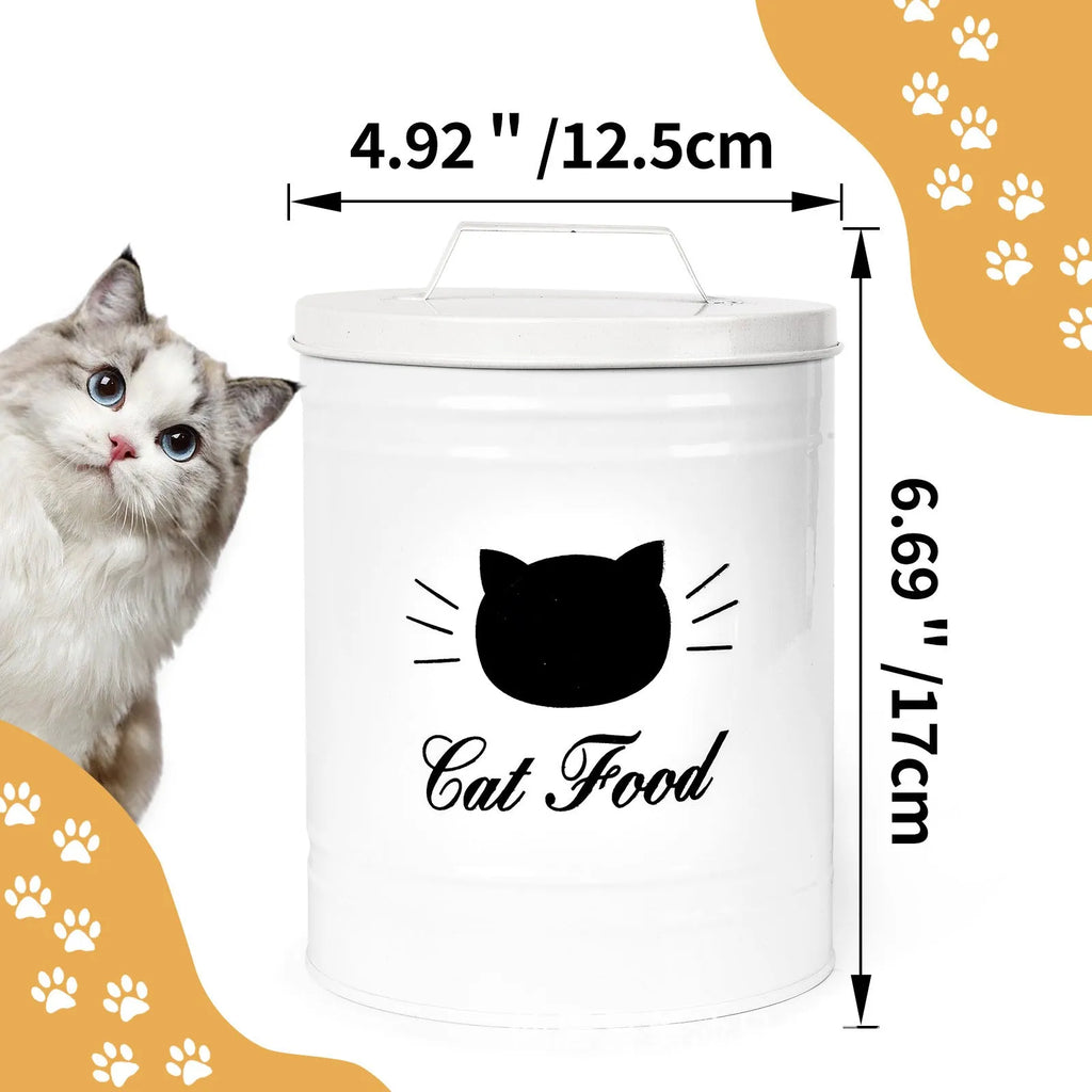 Round black iron sheet storage bucket with lid for household pantry organisation.