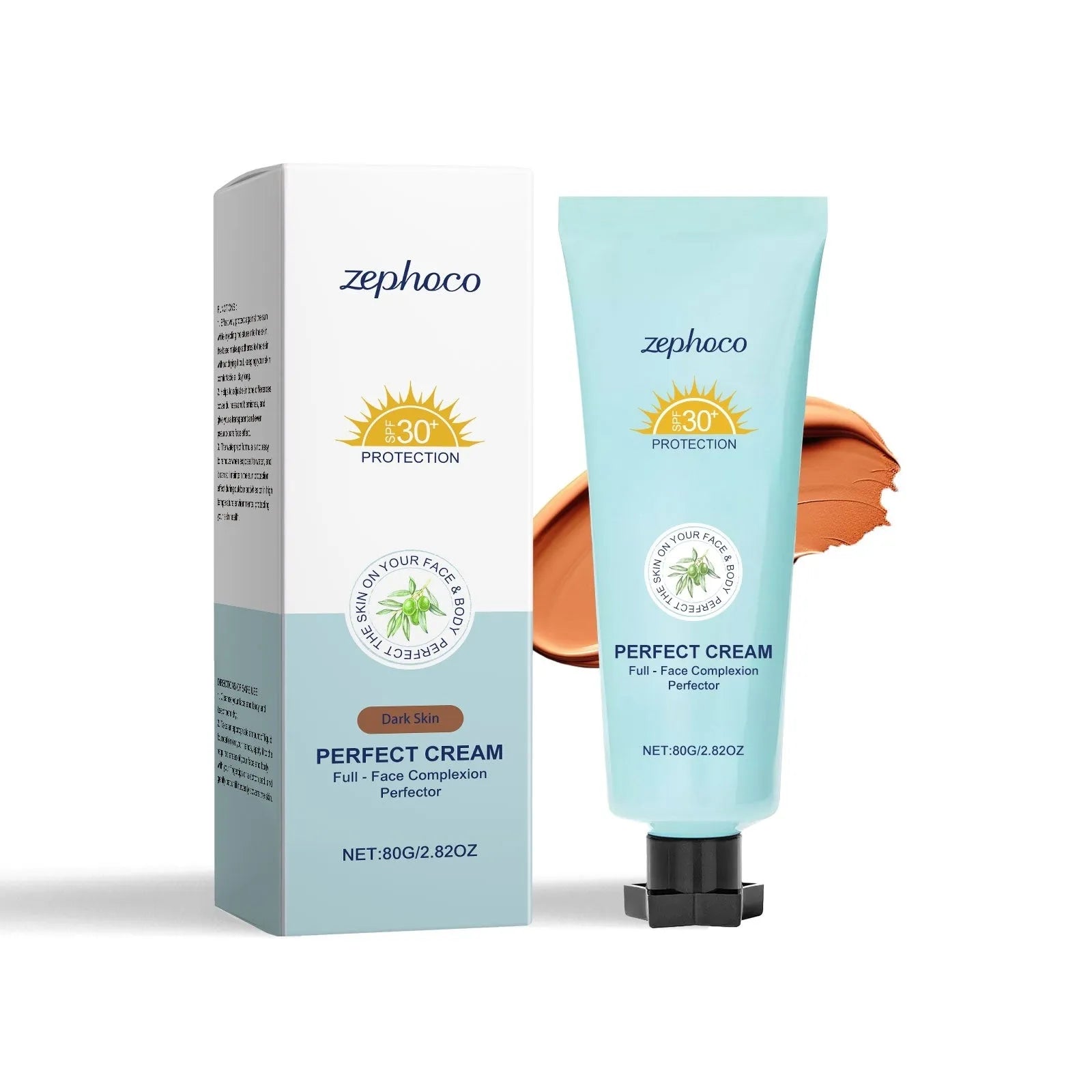 Bottle of curdling sunscreen moisturizing liquid foundation with titanium dioxide in dark skin ivory white and natural color shades