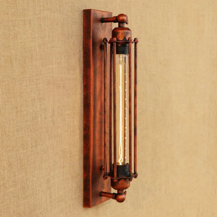 Industrial retro flute design wall lamp in iron, shown in a silver metallic finish.