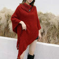 Women's casual triangle shawl cape in cashmere blend fabric with tassel detailing