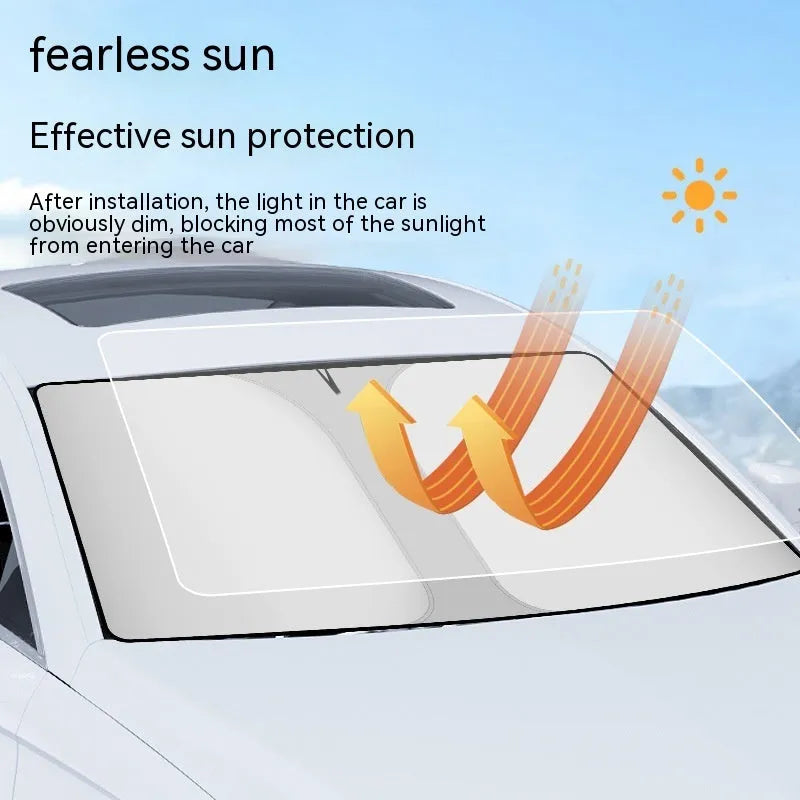 Car front windscreen sun shield with titanium silver reflective coating on NC fabric