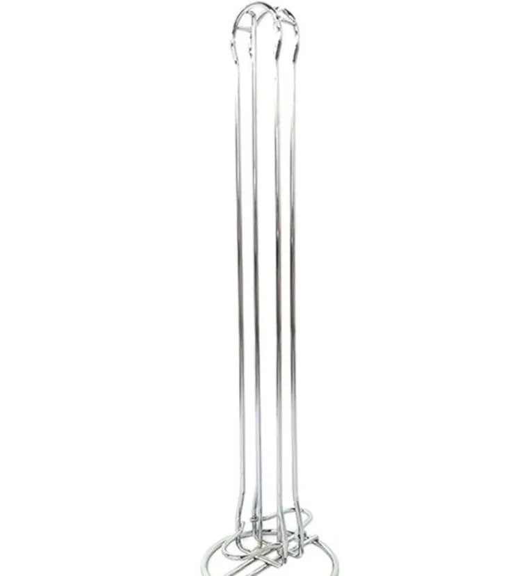Wrought iron coffee capsule storage rack holding pods, in black or silver finish.