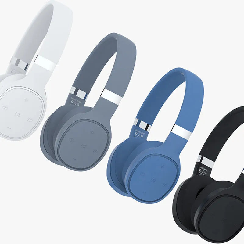 Folding wireless sports Bluetooth headset in black, showing collapsible earcup design