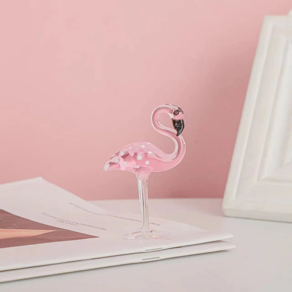 Pink crystal flamingo decorative ornament for home table display