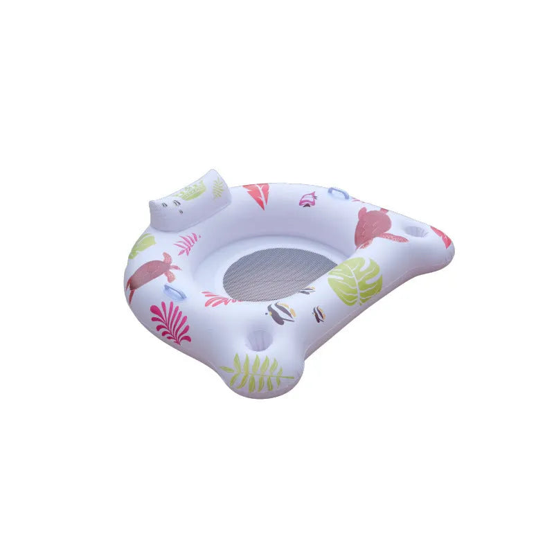 White U-shaped luminous inflatable floating row recliner on water surface