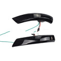 Pair of blue and yellow LED waterfall lights for Ford Focus and Mondeo rearview mirrors.