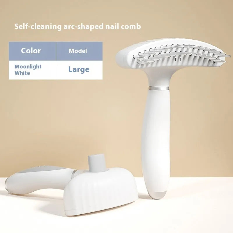 Double row stainless steel pet comb for dog grooming in azure light blue colour