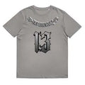 Grey loose fit cotton T-shirt with short sleeves and round neck for summer casual wear