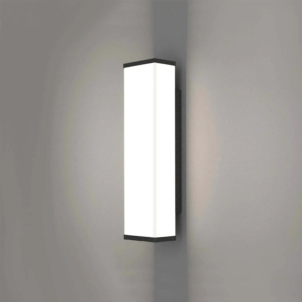 Slender stainless steel outdoor wall light with PC shade, 60cm high, for waterproof courtyard and park lighting.