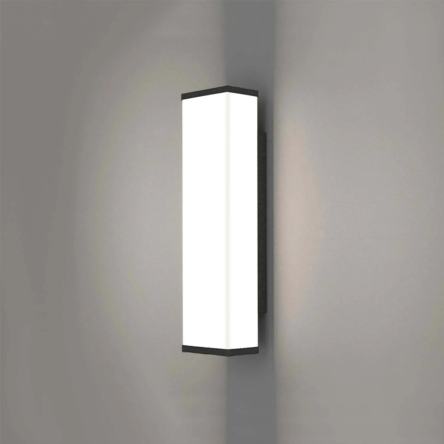 Slender stainless steel outdoor wall light with PC shade, 60cm high, for waterproof courtyard and park lighting.