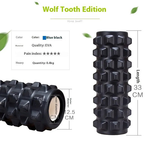 33cm black foam roller with six gear massage bars for health massage