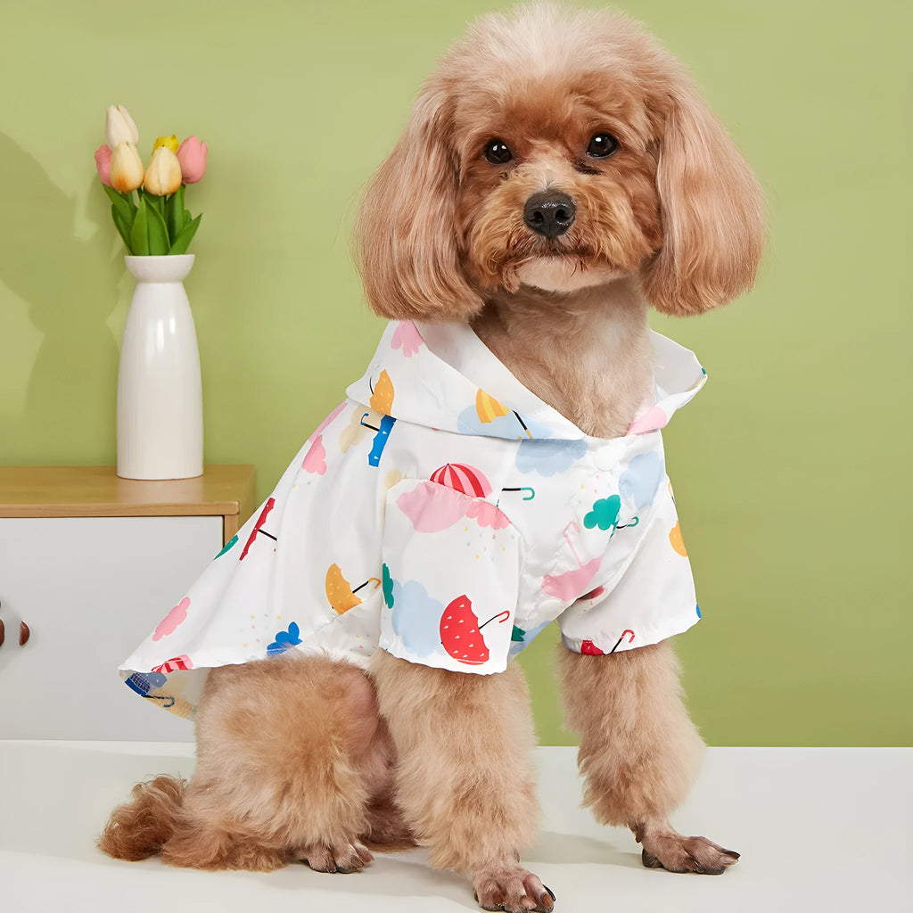 Cartoon umbrella pattern polyester pet raincoat for dogs and cats in multiple sizes