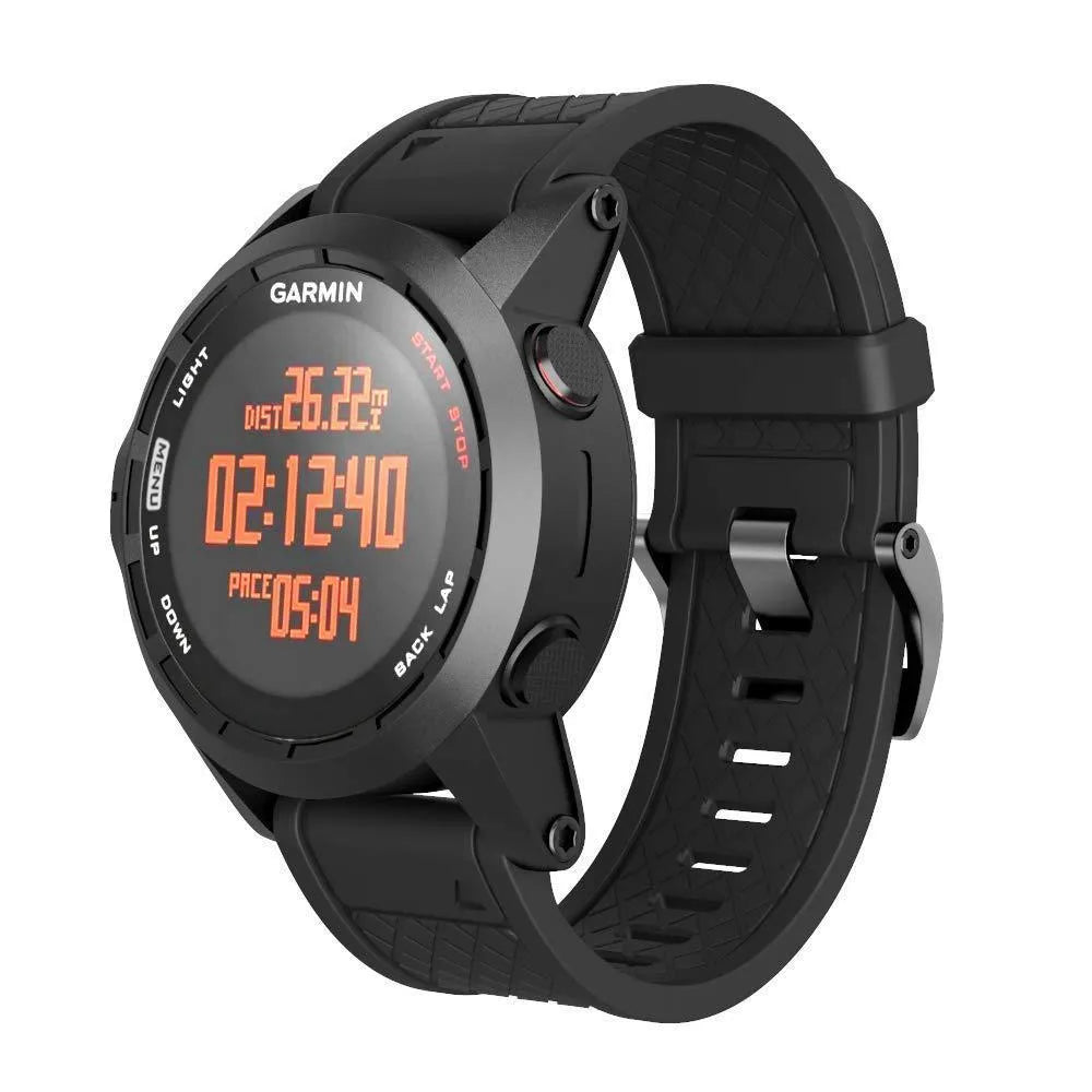 Black silicone watch strap with stainless steel button for Jiaming watches, 26mm width