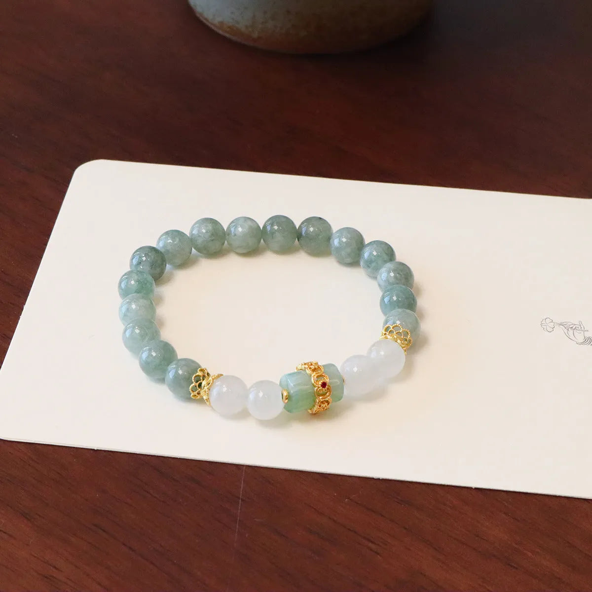 Women's safety buckle bracelet with Burmese jade and geometric crystal design in new Chinese style