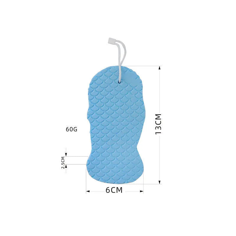 3D fish scale pattern bath sponge in white, grey, pink or light blue colours for gentle body exfoliation
