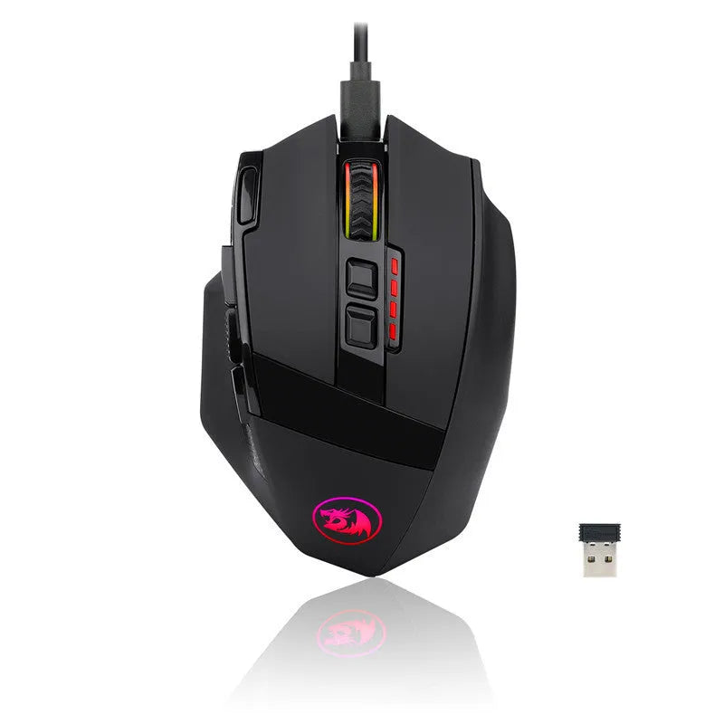 Black Redragon M801P wireless gaming mouse with nine programmable buttons