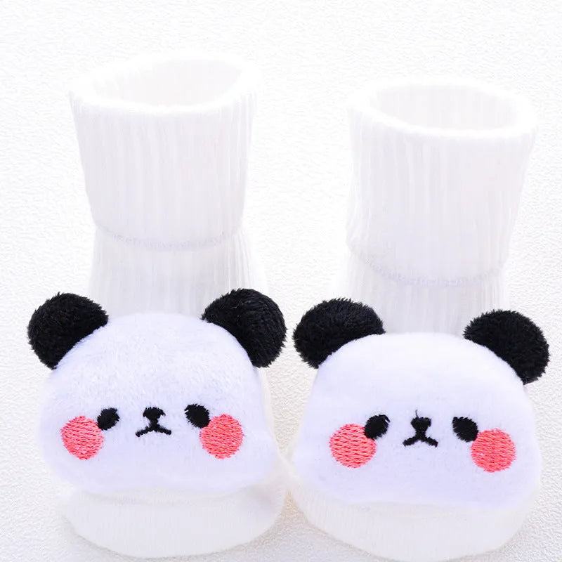 Cotton baby socks in multiple designs including animal prints, available in sizes XS, S, M for ages 0-6 months to 3 years