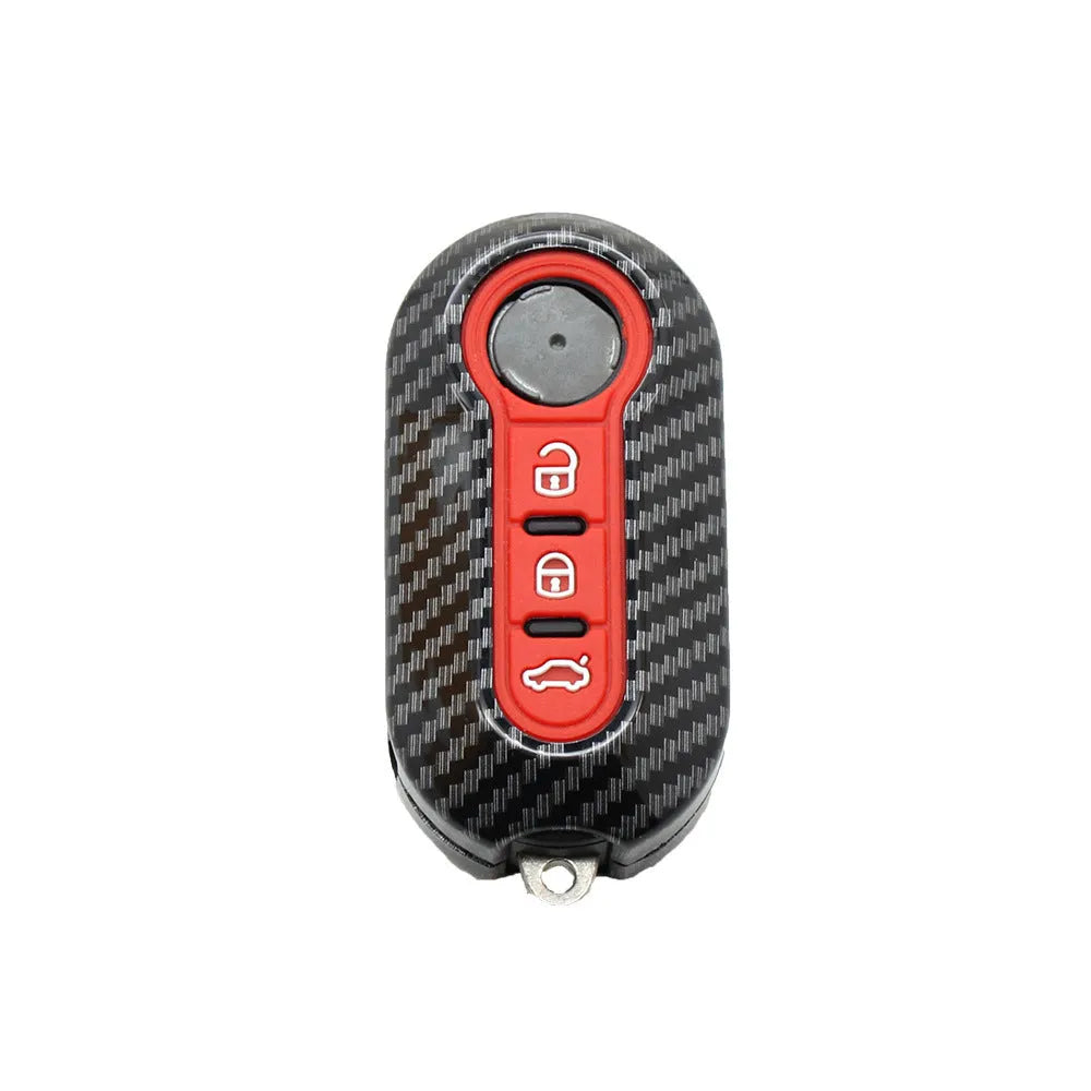 ABS car key case with carbon fibre pattern for Fiat remote keys in black, red, dark blue