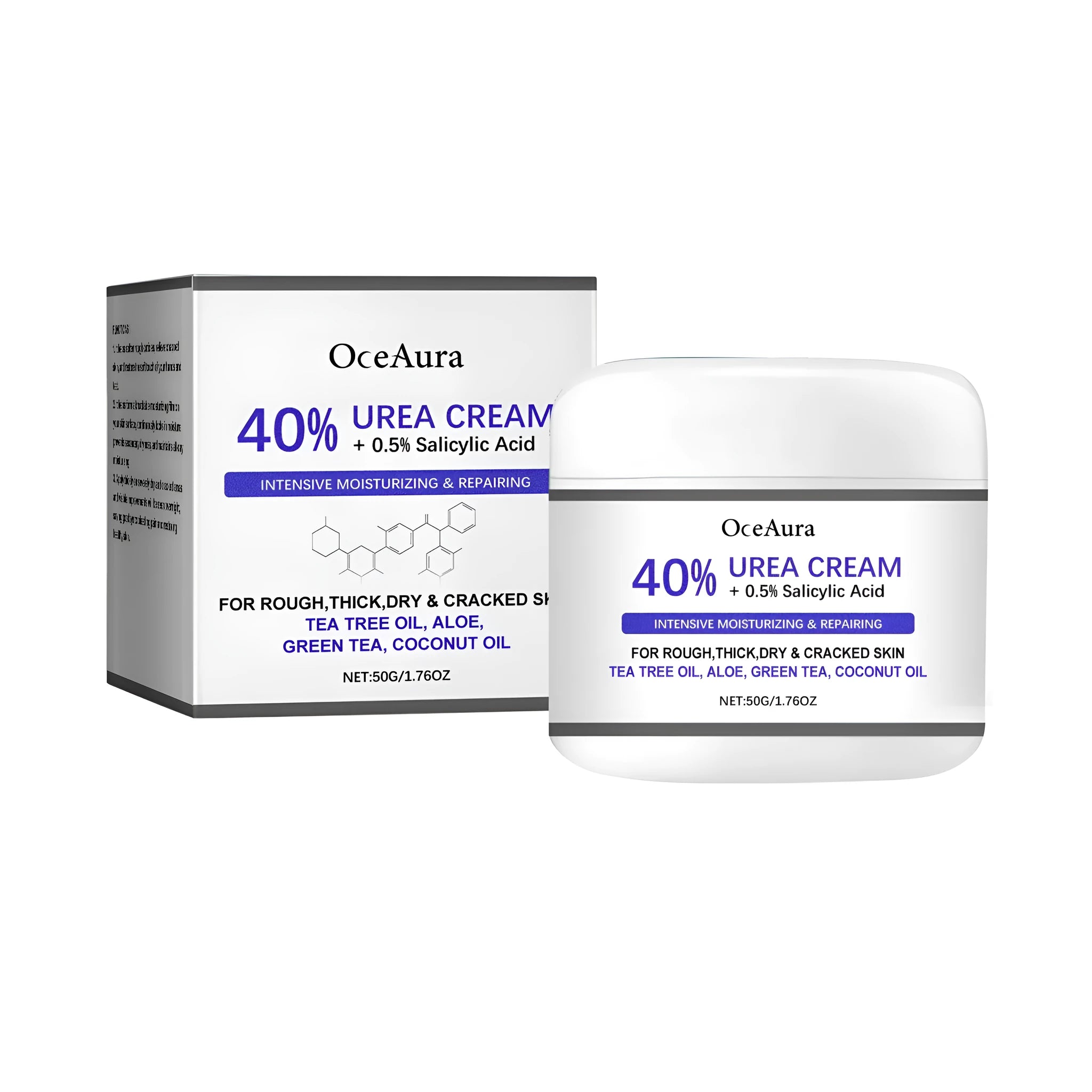 A 50g tube of anti-cracking hand and foot cream for dry skin with urea and salicylic acid.