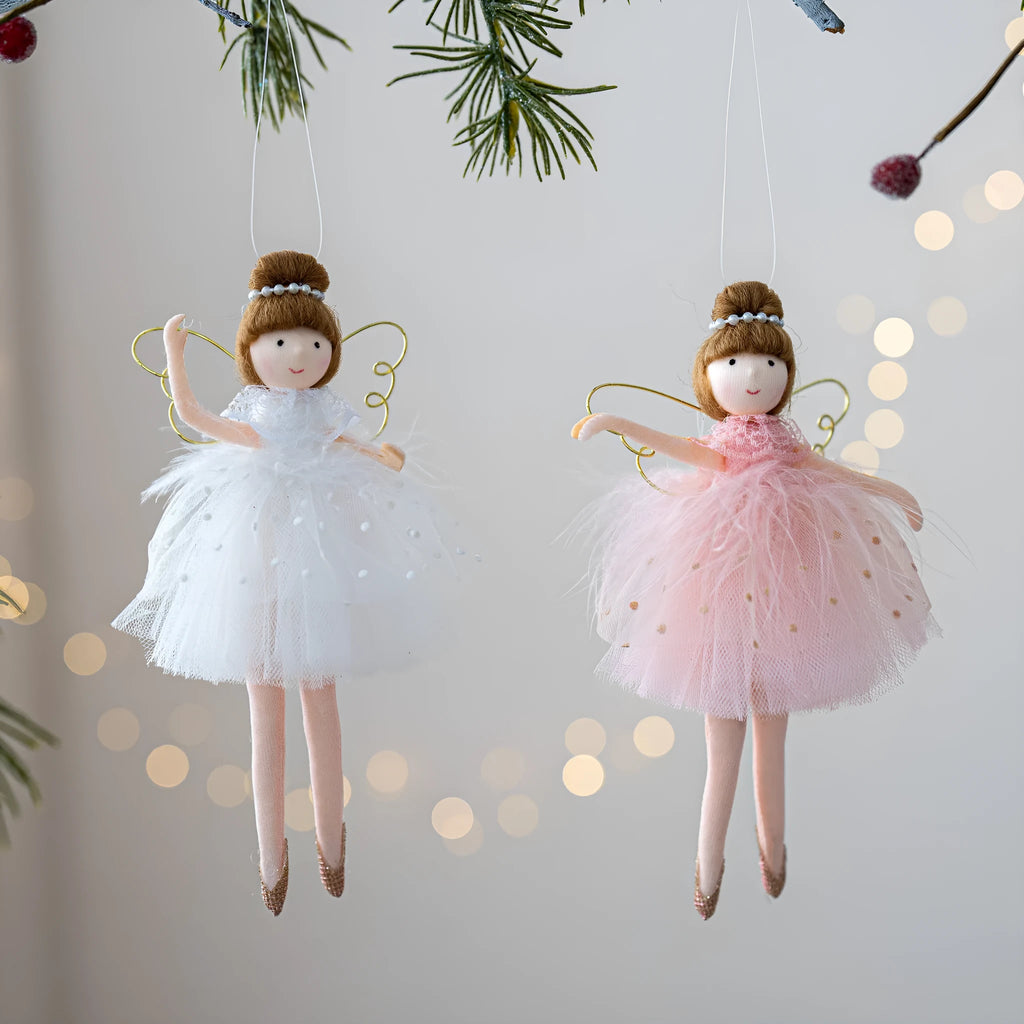 Pink and white ballet girl angel plush doll pendant with cloth fabric and modern design
