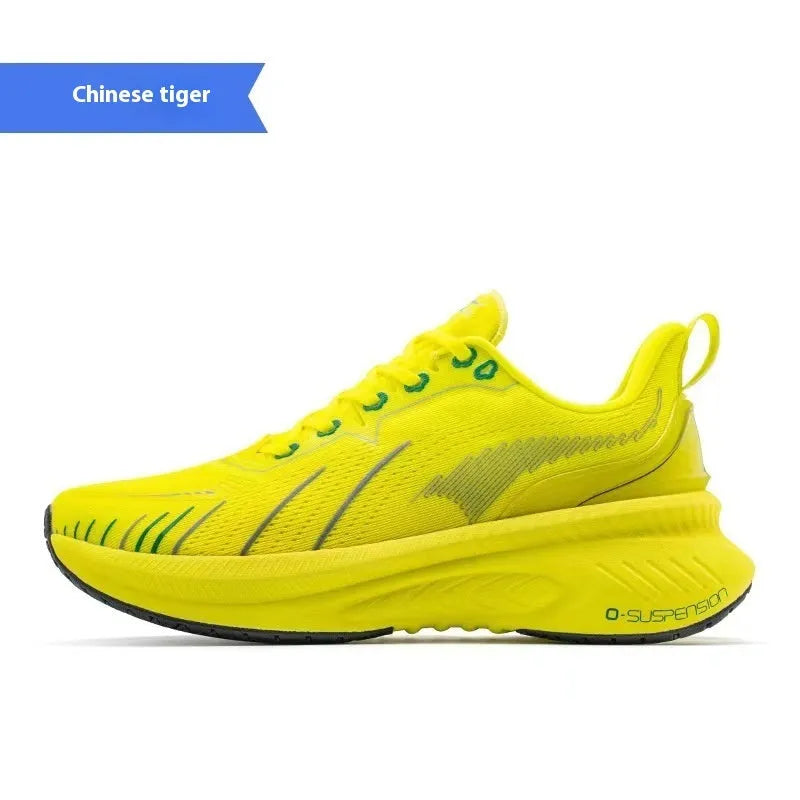 Low top running sneakers with PU mesh upper, rubber sole, and available in various colours like red, black, and blue.