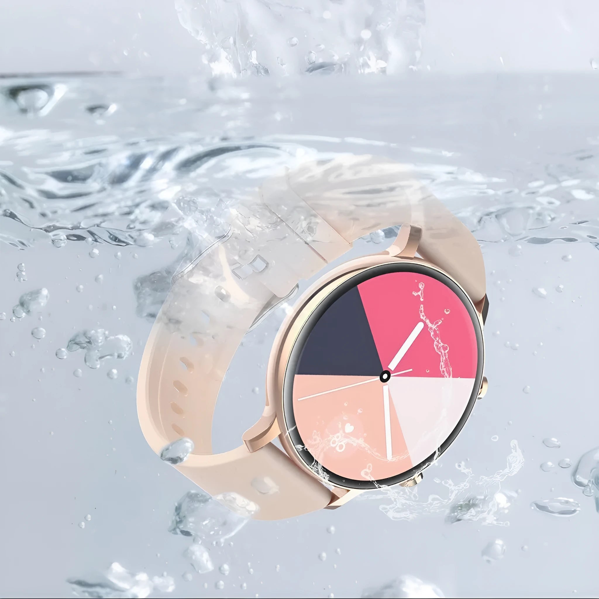 Bluetooth call smartwatch with stainless steel strap showing touch screen interface with health metrics display