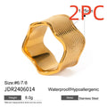 Stainless steel geometric wave ring with a wide surface, Korean-style women's fashion jewellery.
