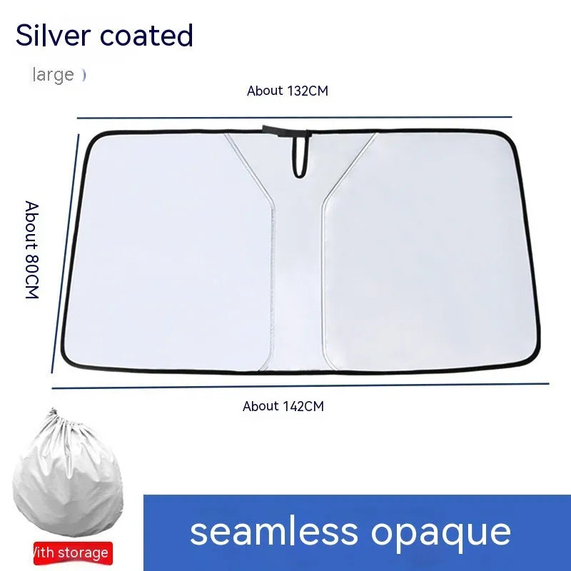 Car front windscreen sun shield with titanium silver reflective coating on NC fabric