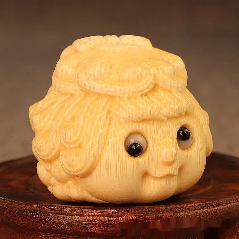 Golden Princess Toad ornament carved from solid bamboo measuring 5.0 units