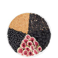 Box of black wolfberry mulberry flaxseed fig tea packets with a free white cup