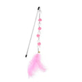 31cm cat teaser interactive toy rod with bell and colourful pompon feathers