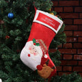 Non-woven fabric Christmas candy bag showing elk, elderly man, and snowman printed designs for tree hanging